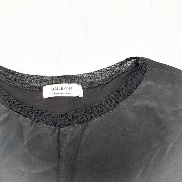 Bailey 44 Black Crew Neck Short Sleeve Top Sheer Trim Size M - Picture 2 of 6